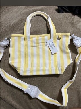 LOFT Yellow and White Striped CanvaLOFT Yellow and White Striped Canvas Tote Bag